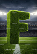 Green Grass Letter F Standing on Soccer Field
