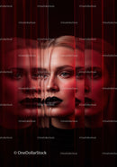 Futuristic Female Portrait with Red Lighting and Dark Makeup Stock Photo Bundle preview 33