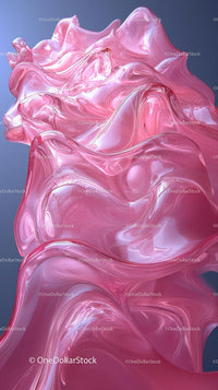 Abstract Pink Liquid Sculpture with Flowing Glossy Shapes
