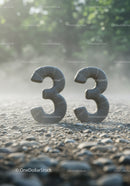 Stone Numbers Thirty Three on Rocky Ground Outdoors