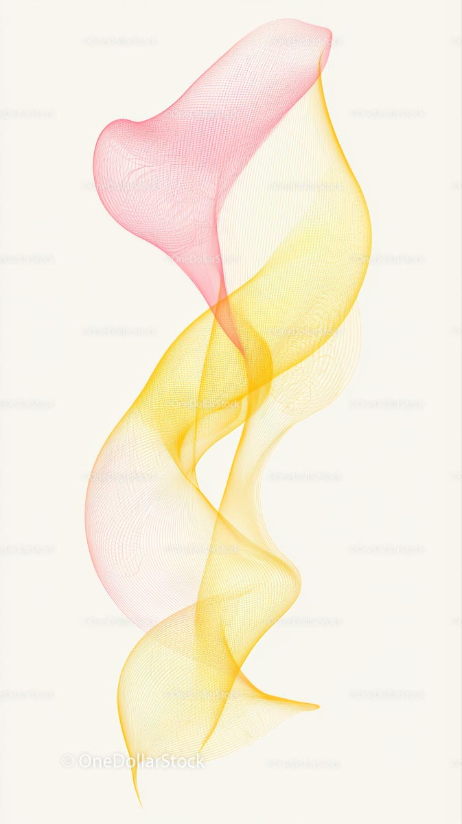 Abstract Flowing Lines in Yellow and Pink Digital Art