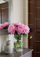 Beautiful Pink Peonies in a Glass Vase for Elegant Home Decor