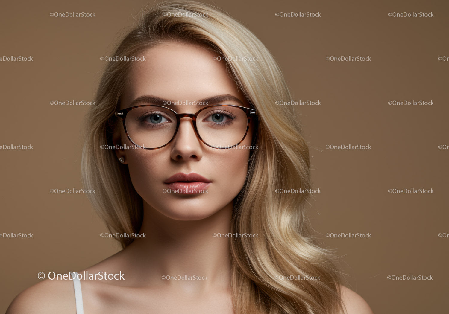 Elegancki portret kobiety z blond włosami i stylowymi okularami