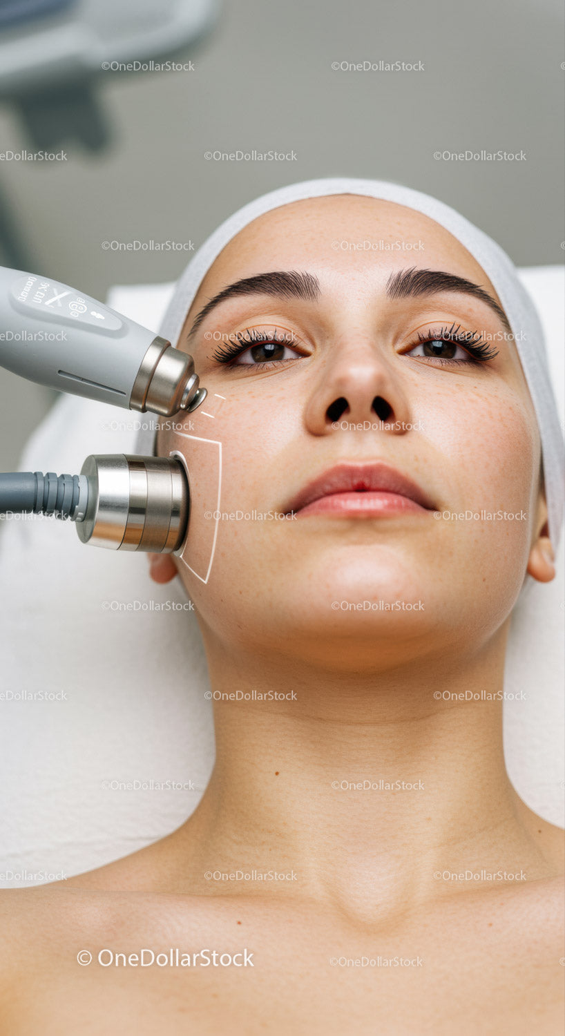 Woman Receiving Laser Skin Treatment in Beauty Clinic
