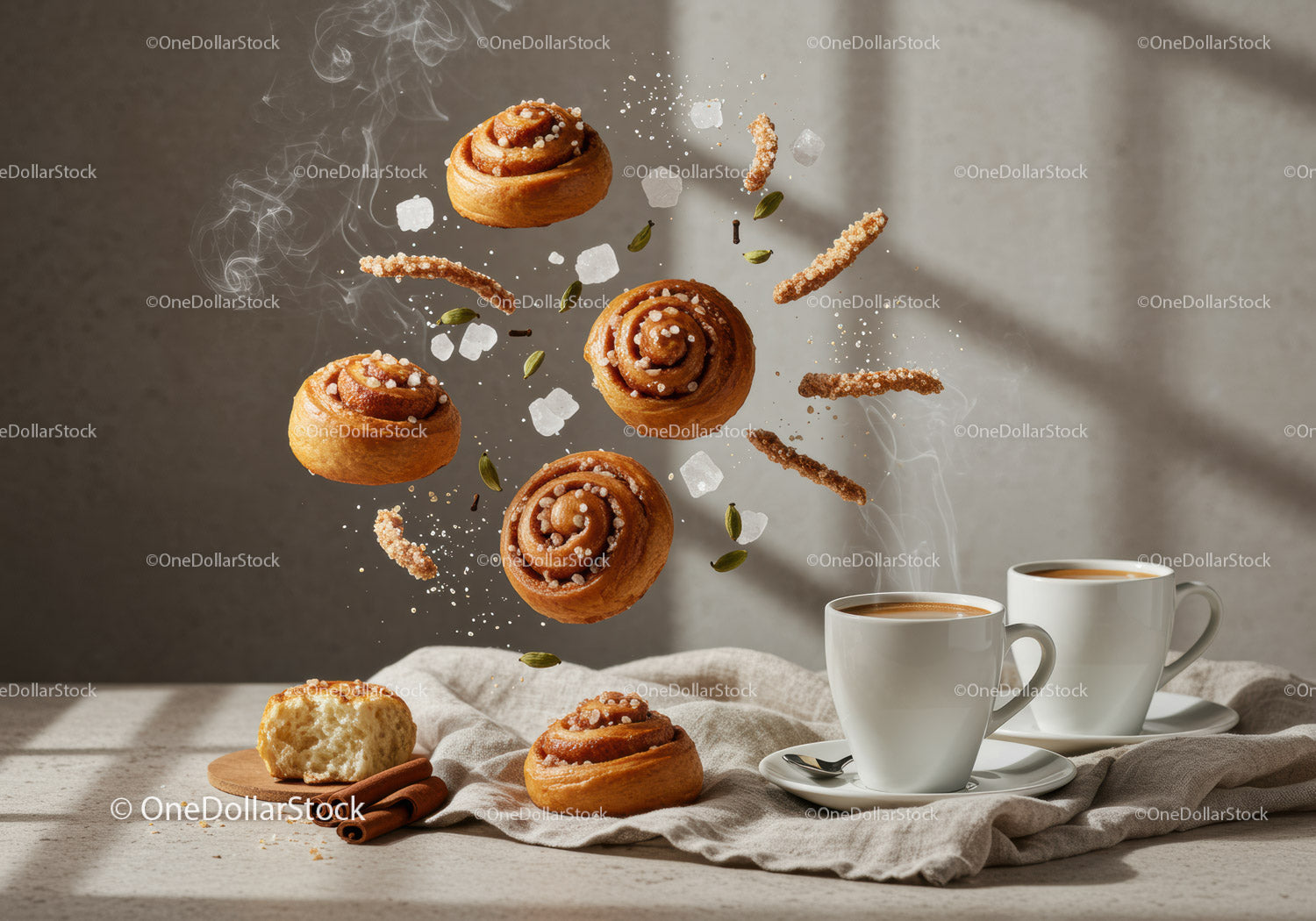Fresh Cinnamon Buns and Hot Coffee in Cozy Setting