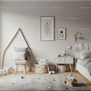 Cozy Modern Children's Bedroom with Wooden Furniture and Playful Decor