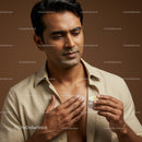 Elegant Man Applying Cream for Gentle Skin Care Routine