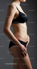 Elegant Woman in Black Lingerie Showing Confidence and Style