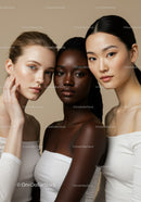 Close-up Portrait of Diverse Women Featuring Unique Beauty and Skin Tones