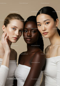 Close-up Portrait of Diverse Women Featuring Unique Beauty and Skin Tones