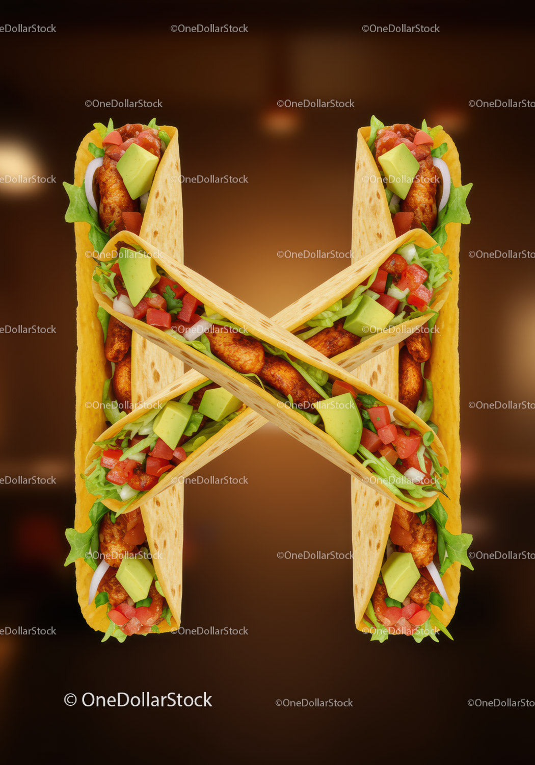 Tacos Arranged to Form a Delicious Letter H