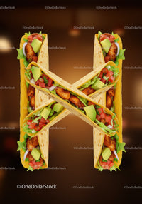 Tacos Arranged to Form a Delicious Letter H