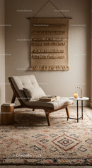 Cozy minimalist lounge corner with modern chair and rug