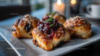 Gourmet Pastry with Berry Topping and Caramelized Crust