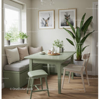 Stylish Cozy Dining Area with Green Plants and Wooden Furniture