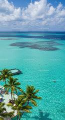 Beautiful Tropical Beach with Overwater Bungalows and Clear Blue Water