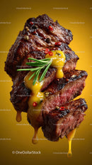 Juicy Grilled Beef Steak with Rosemary and Peppercorns