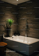 Luxurious Modern Bathroom with Bathtub and Green Plant Decor