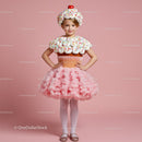 Little girl dressed in creative cupcake costume