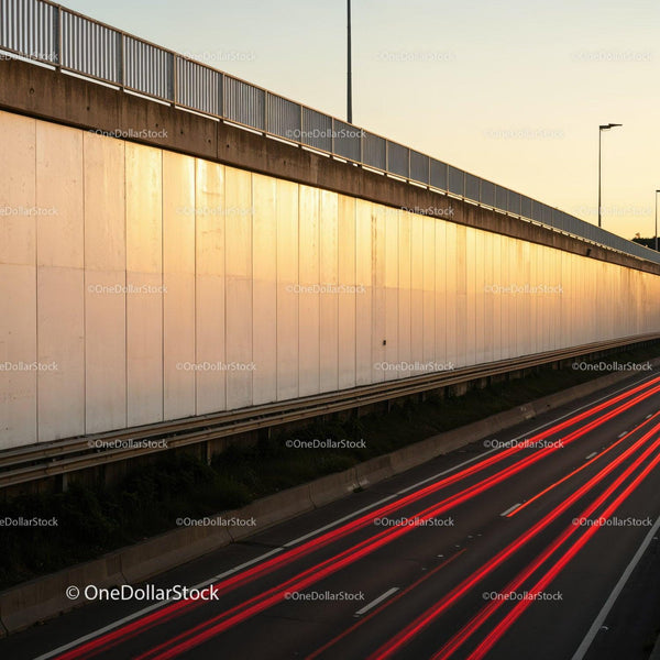 Urban Highway with Light Trails and Modern Infrastructure JPG Mockup Image