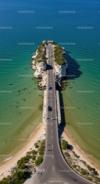 Aerial View of Bridge Connecting Small Island Surrounded by Turquoise Sea