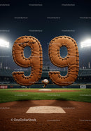 Baseball Leather Gloves Forming Number Ninety Nine