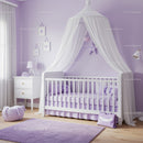 Lavender Nursery with Canopy Bed and Plush Toys for a Cozy Baby Room