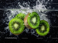 Fresh Sliced Kiwi Fruit Splashing in Water for Refreshing Visual