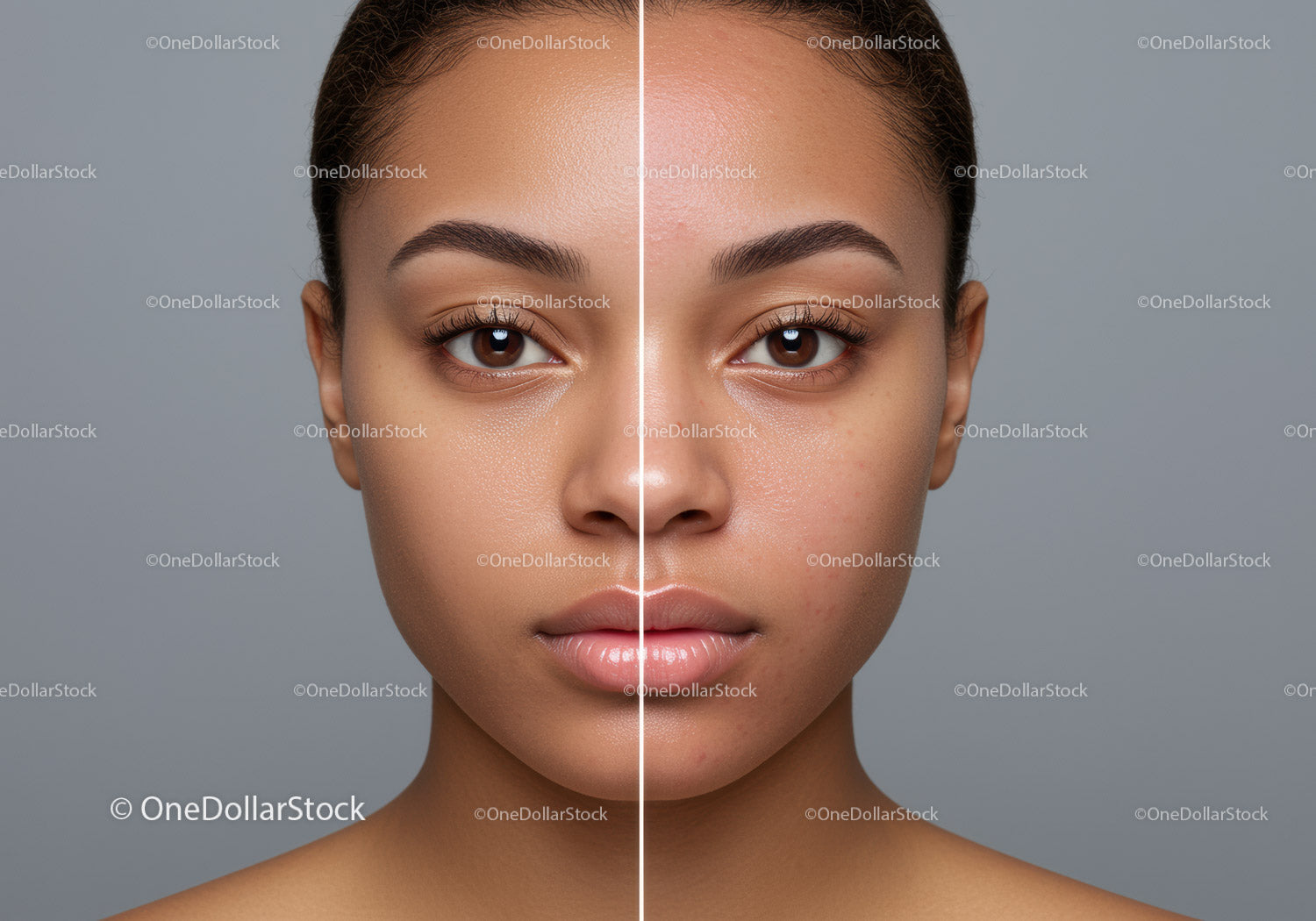 Close Up Portrait of a Woman Highlighting Perfect Clear Skin and Symmetry