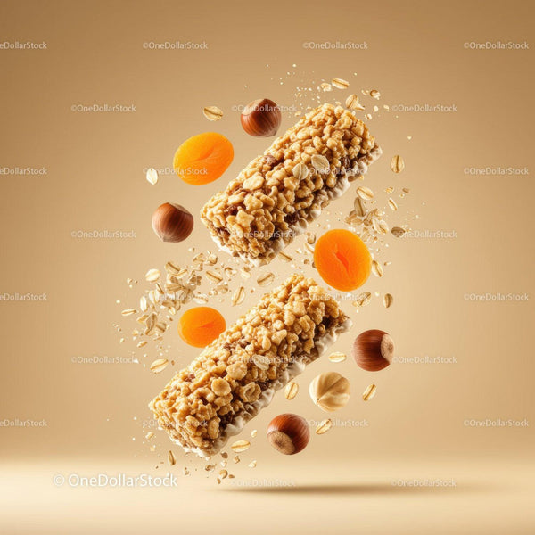 Healthy granola bars with nuts and dried apricots