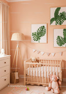 Tropical Monstera Wall Art in Pink Nursery Baby Girl Room Decor
