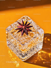 Star Anise Resting on Crystal Clear Ice Cube