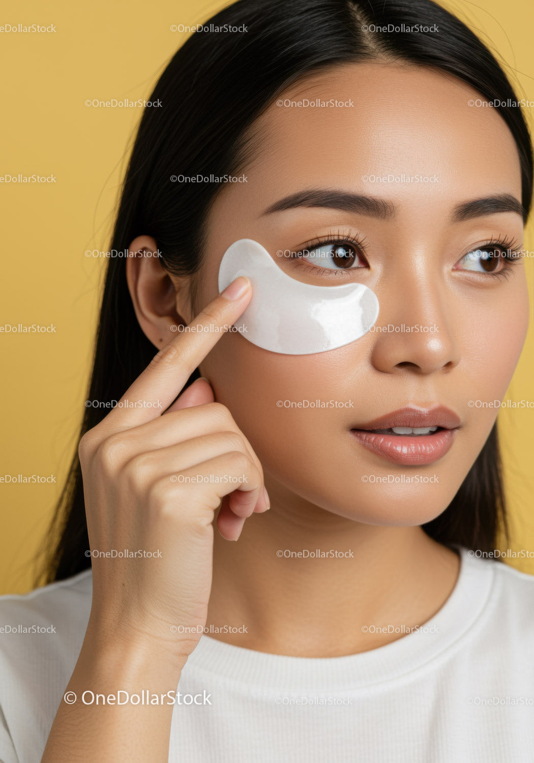 Woman with Eye Patch Applying Facial Mask for Skincare Routine