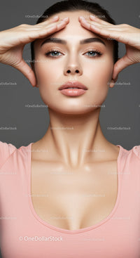 Elegant Young Woman Performing Facial Skincare Treatment