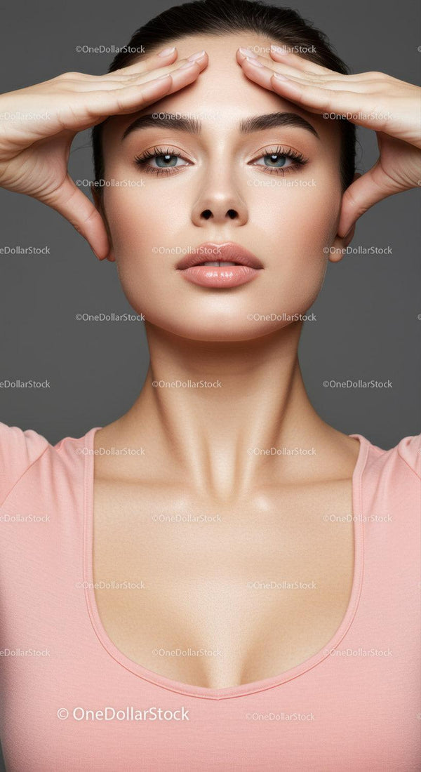 Elegant Young Woman Performing Facial Skincare Treatment