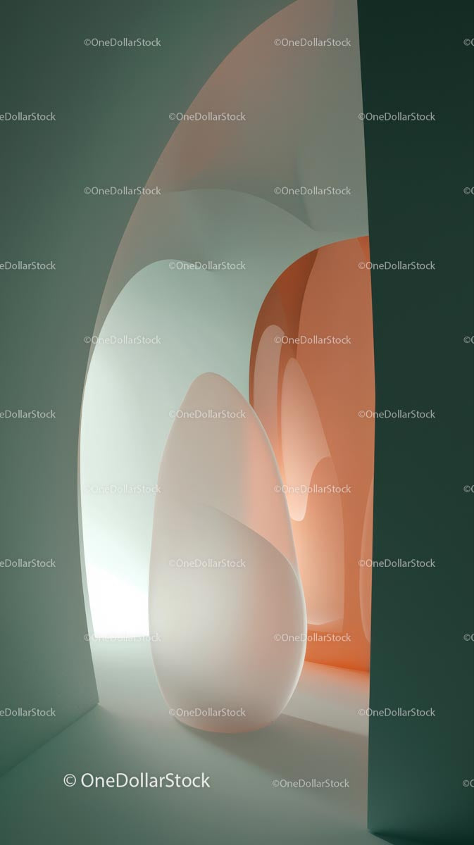 Abstract Curved Shapes with Soft Lighting in Modern Interior Design