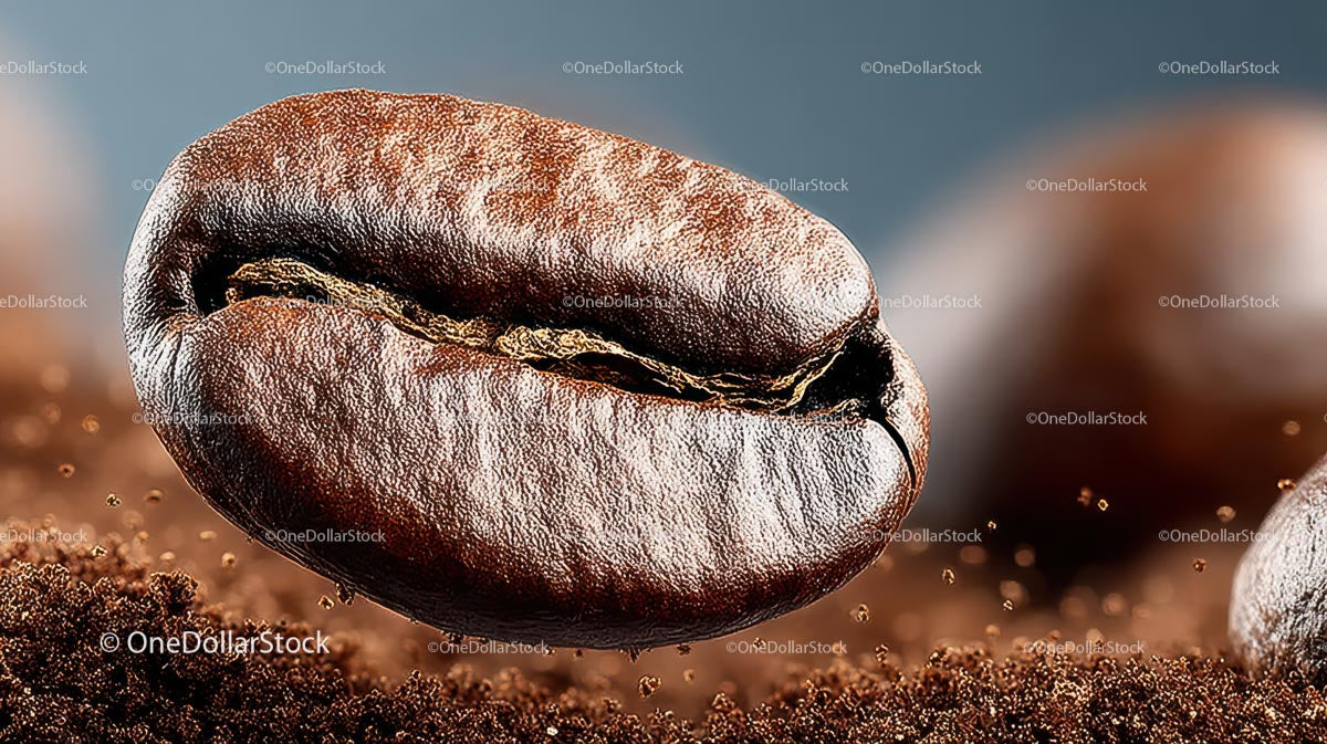 Flying Coffee Beans in Motion on a Dark Background