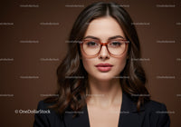Elegant Woman with Glasses and Brown Hair in Professional Portrait