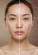 Portrait of a Young Woman with Clear Skin Showing Acne Treatment Results
