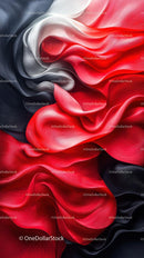Abstract Red and Black Flowing Fabric Art with Dynamic Waves