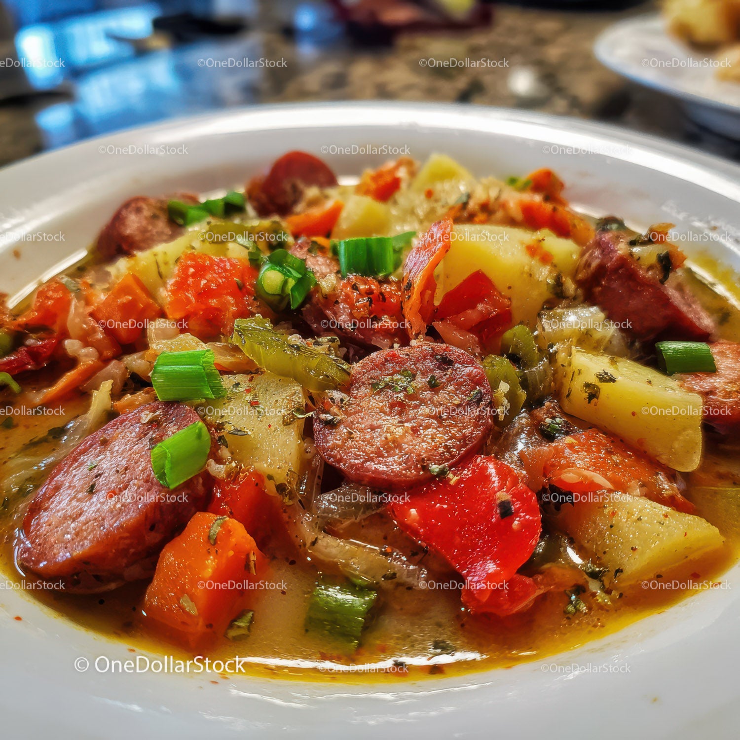Hearty Sausage and Potato Vegetable Stew with Fresh Herbs