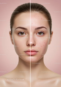 Before and After Skin Care Treatment Showing Clear and Acne-Prone Skin