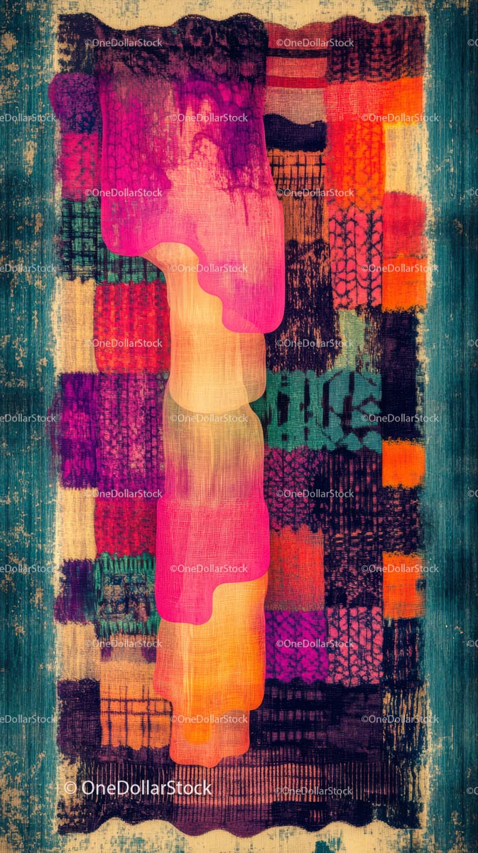 Vibrant Abstract Textile Pattern with Bright Color Patches