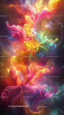 Vibrant Abstract Cosmic Nebula with Swirling Colors