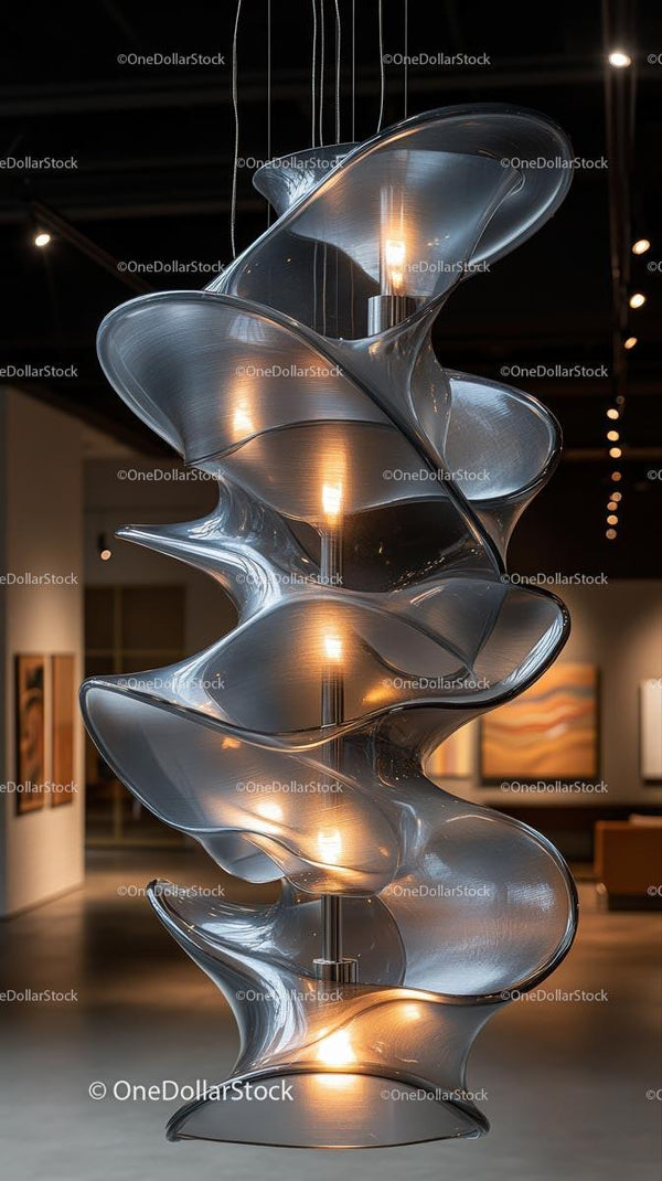 Elegant Glass Sculpture with Fluid Shape for Modern Interior Decor