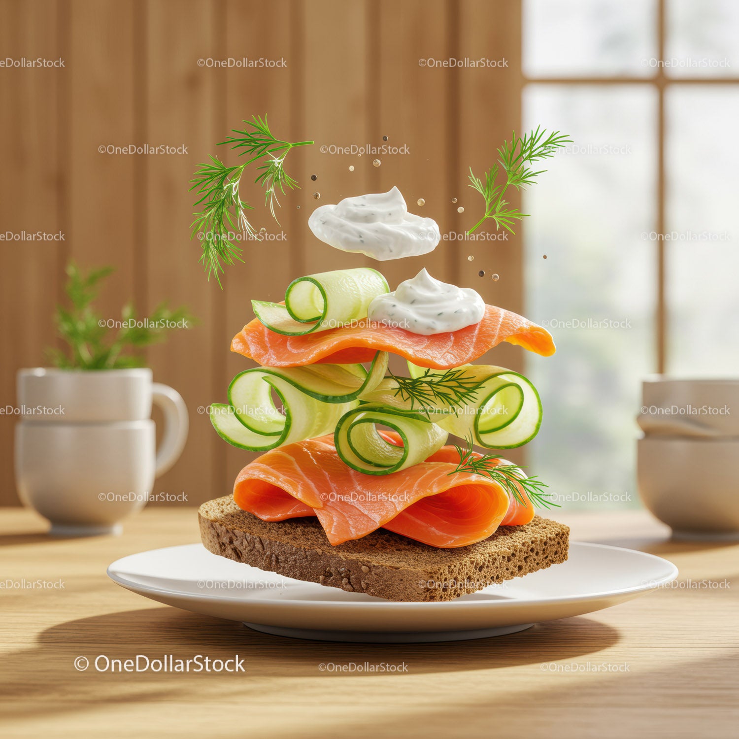 Open Sandwich with Smoked Salmon and Fresh Cucumbers