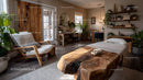Modern Bedroom with Natural Wood and Greenery for Relaxing Retreat