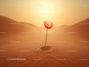 Delicate flower blooming alone in vast desert landscape
