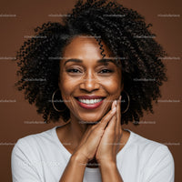 Vibrant African American Woman Smiling with Joy in Portrait