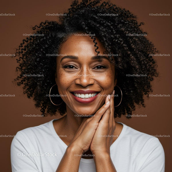 Vibrant African American Woman Smiling with Joy in Portrait